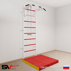 Шведская стенка Sv Sport усиленная 6124 (Турник стандарт/Трапеция/Мат 1м)