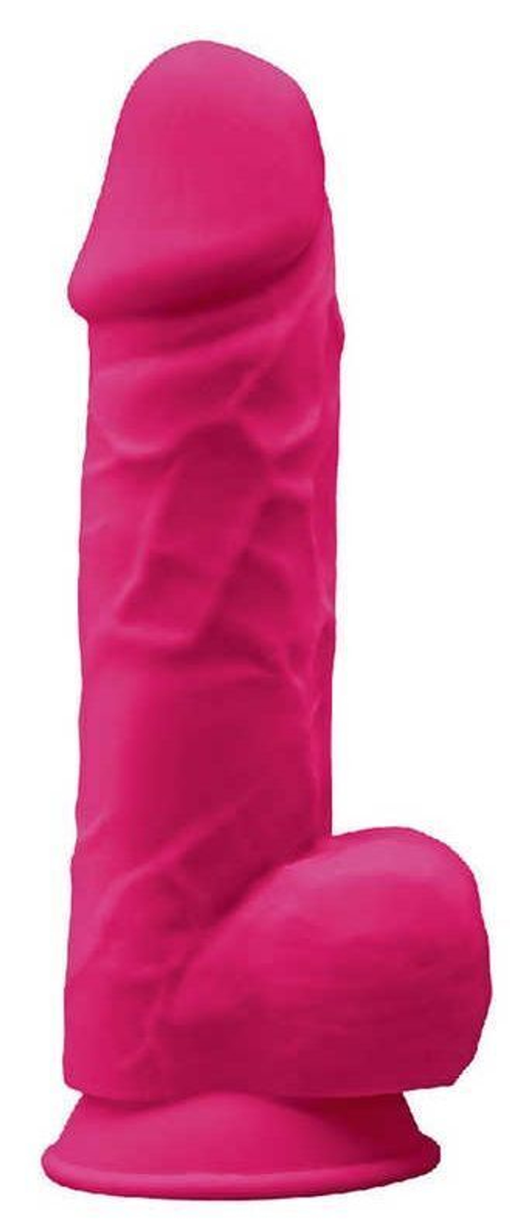 Ярко-розовый вибратор-реалистик Silexd Model 1 - 21,5 см. (Цвет: ярко-розовый)