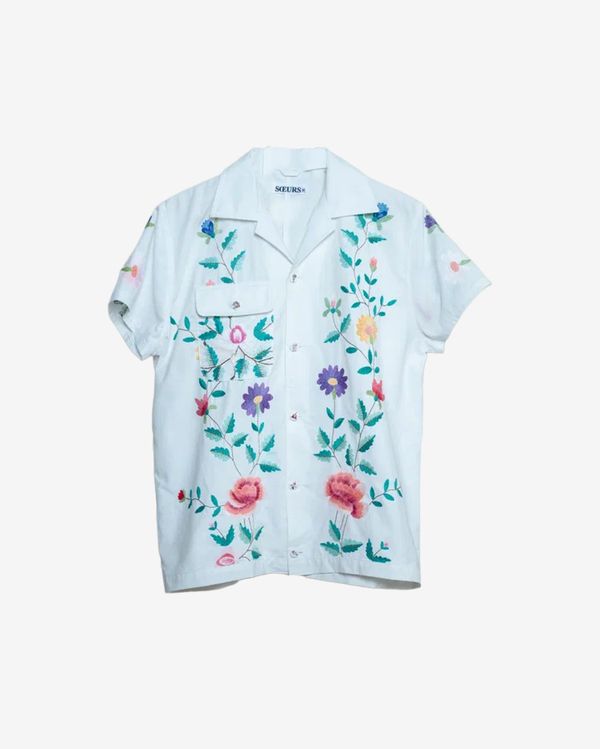 Рубашка с Садовыми Цветами белая - фото 1