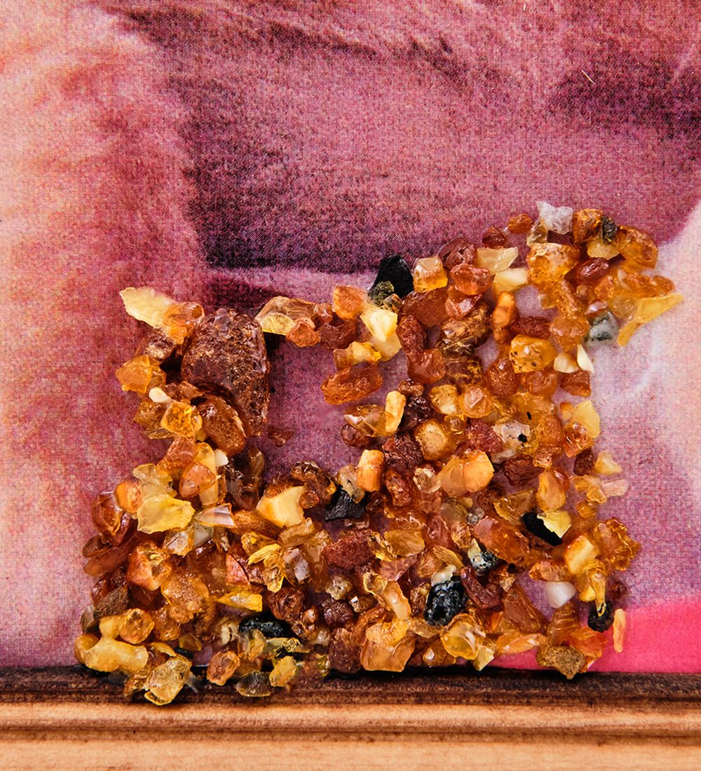 AMB-71/60 Картина «Щенок с котенком» (с янтарной крошкой) дер.краш.рамка 21х30