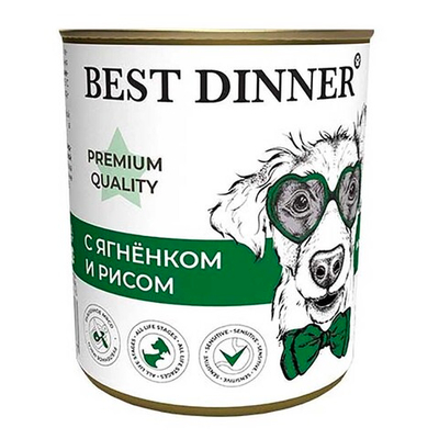 Best Dinner консервы Premium с ягненком и рисом (ал.банка) - для собак (Меню №5)