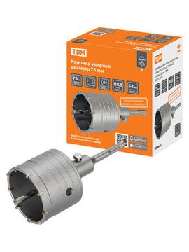 Коронка ударная по кирпичу и бетону, победит, SDS-Plus, d 75 мм, М22, в сборе, "Гранит" TDM