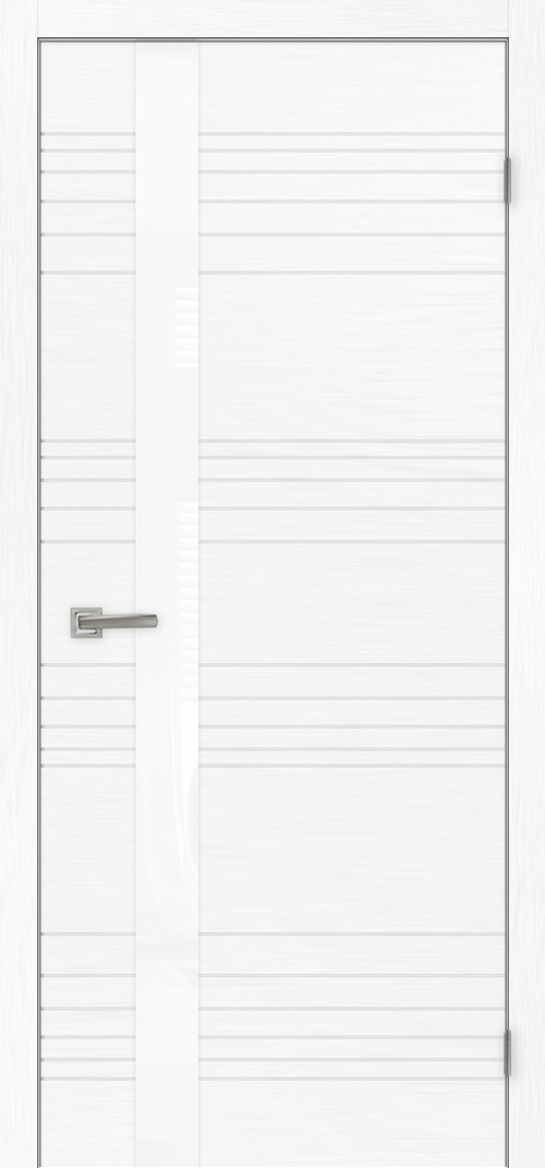 Межкомнатная дверь Plain 1 / Цвет РАЛ 9010 / Стекло "Лакобель белое" / Двери Верда