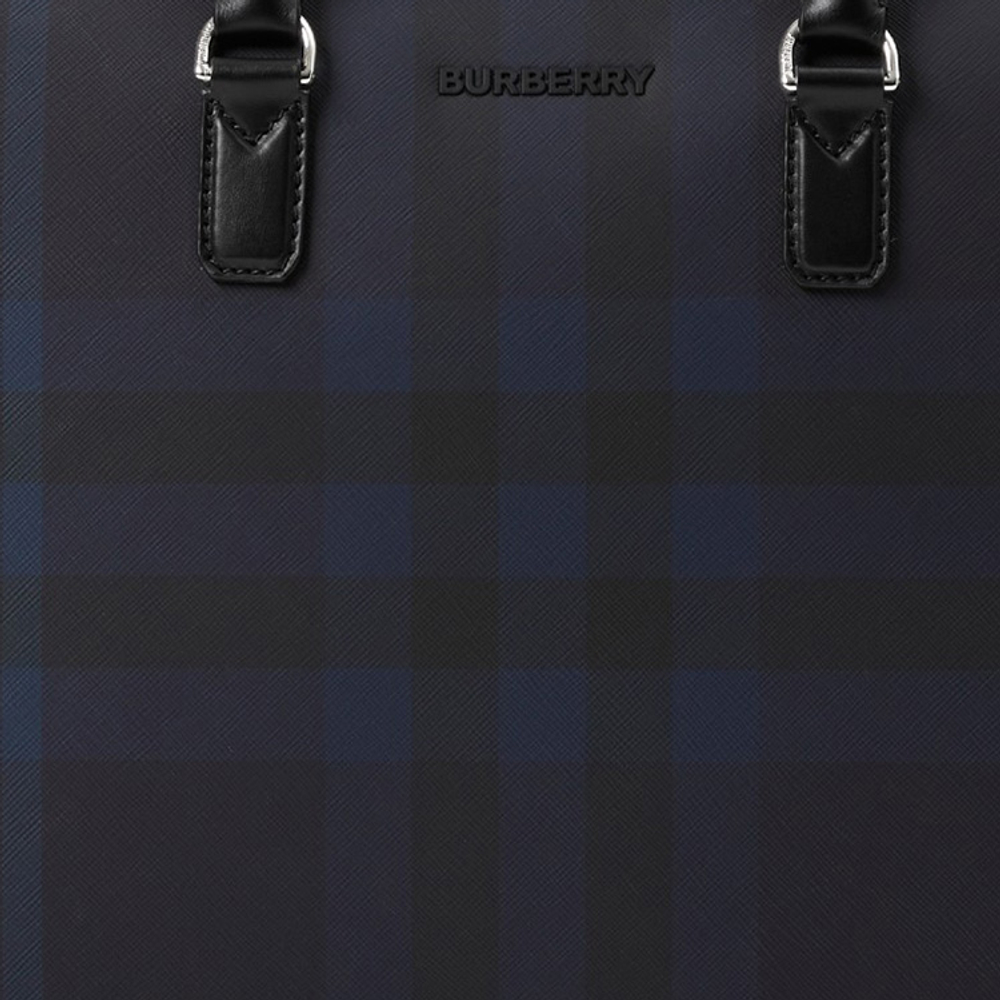 Burberry Calfskin Trim Shoulder Bag, Crossbody Bag, Handbag, Briefcase Men"s Marine Blue