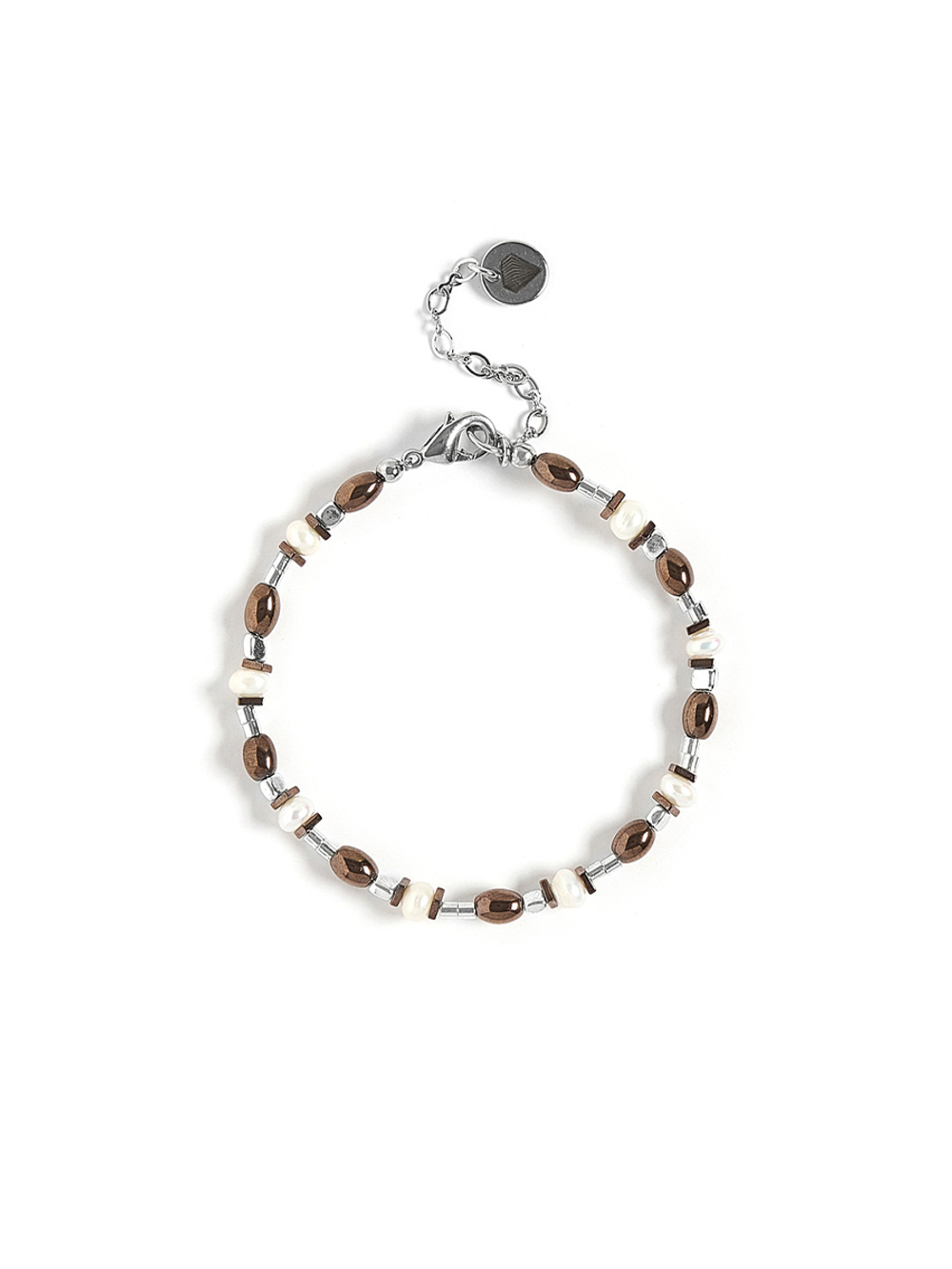 Браслет "Grain brown pearl" Silver