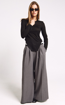Брюки-палаццо с поясом 1252 серый
