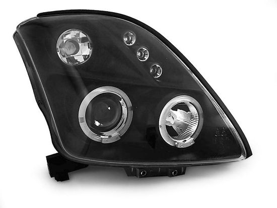 Передние фары angel eyes black для Suzuki Swift 3(III)