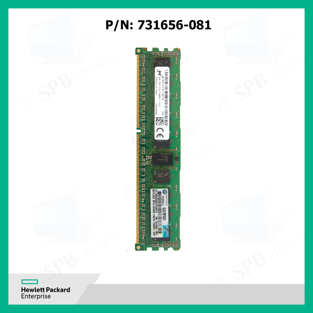 Модуль памяти HP 8GB (1x8GB) Single Rank x4 PC3L-12800R (DDR3-1600) RegCAS-11 Low Voltage 731765-B21, 731656-081, 735302-001