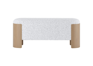 Банкетка Lagom 100 см (белый мех, натуральный дуб)