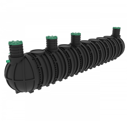 Септик переливной Мультпласт Профи М50 S 50000 л. горизонтальный / 20000 л. в сутки / до 100 чел. / самотечный сброс (12710x2400x2400см;2 200кг;черный) - арт.561569