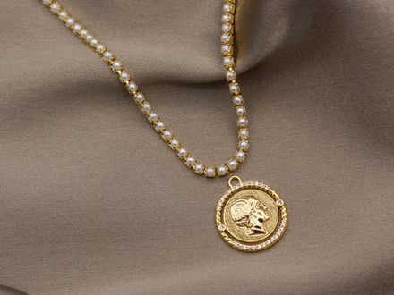 Цепь стразовая жемчуг 1,7мм