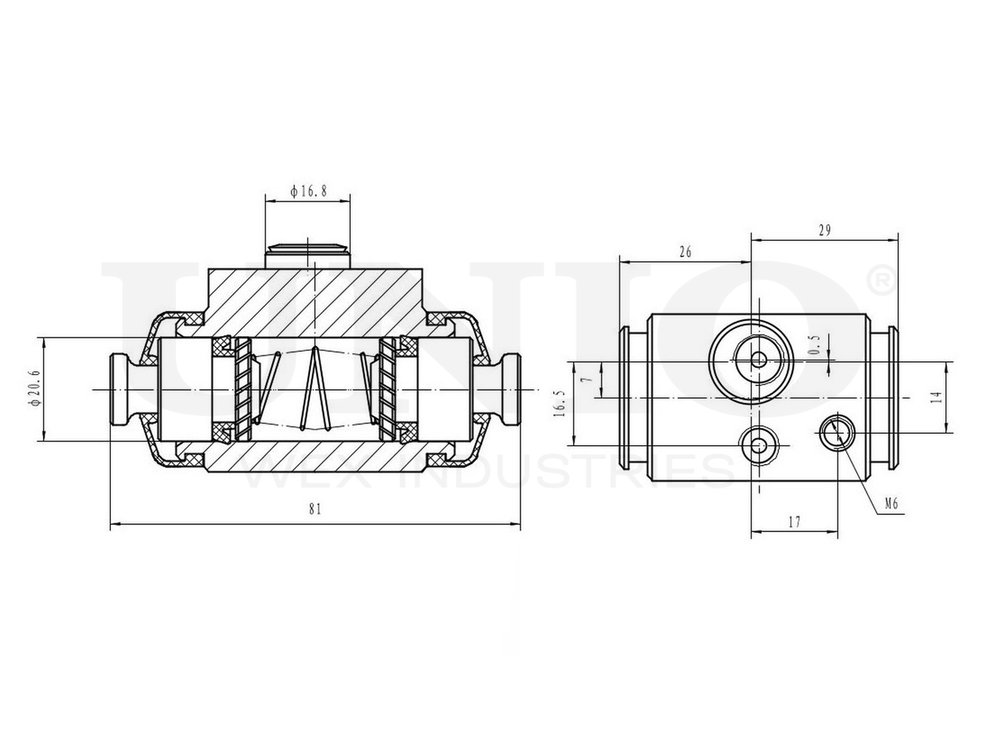 Цилиндр тормозной колесный UNIO BRC-20576