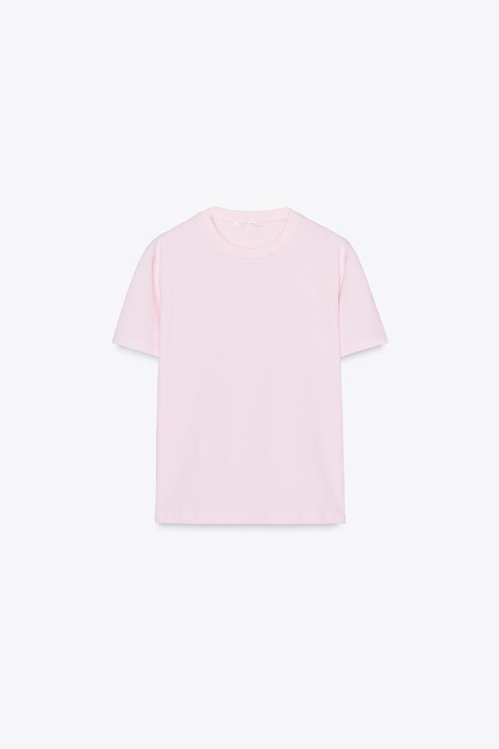 ZARA БАЗОВАЯ ФУТБОЛКА ИЗ ХЛОПКА, РОЗОВЫЙ