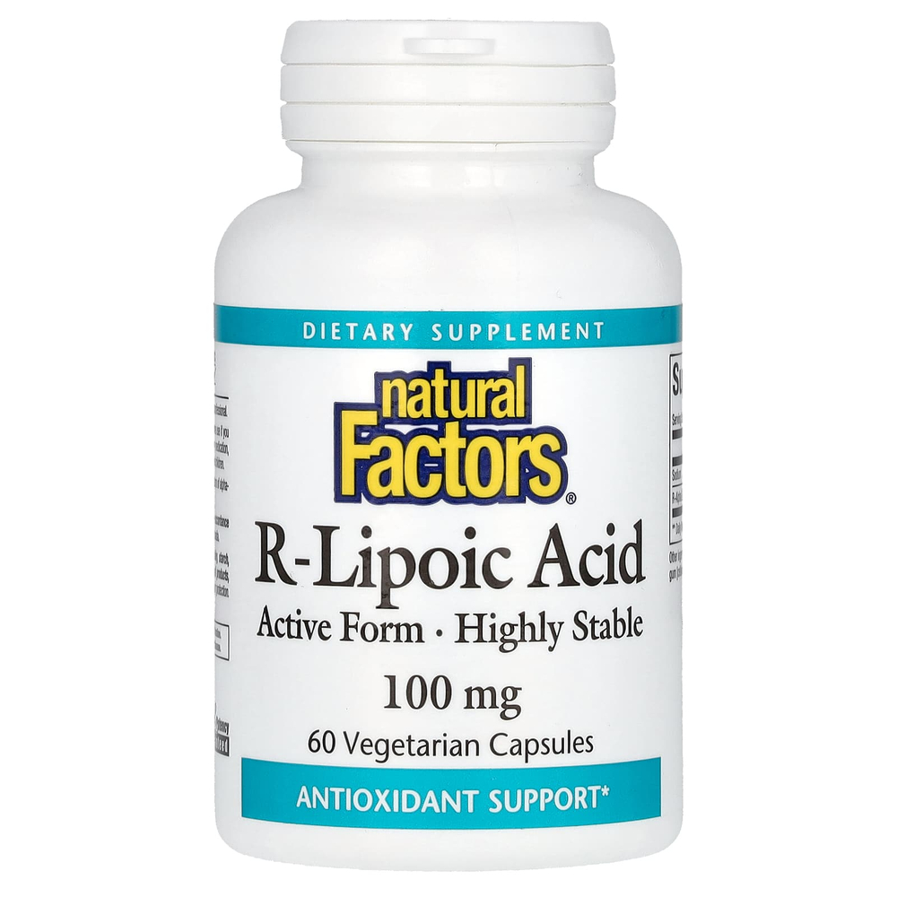 Natural Factors, R-липоевая кислота, 100 мг, 60 вегетарианских капсул