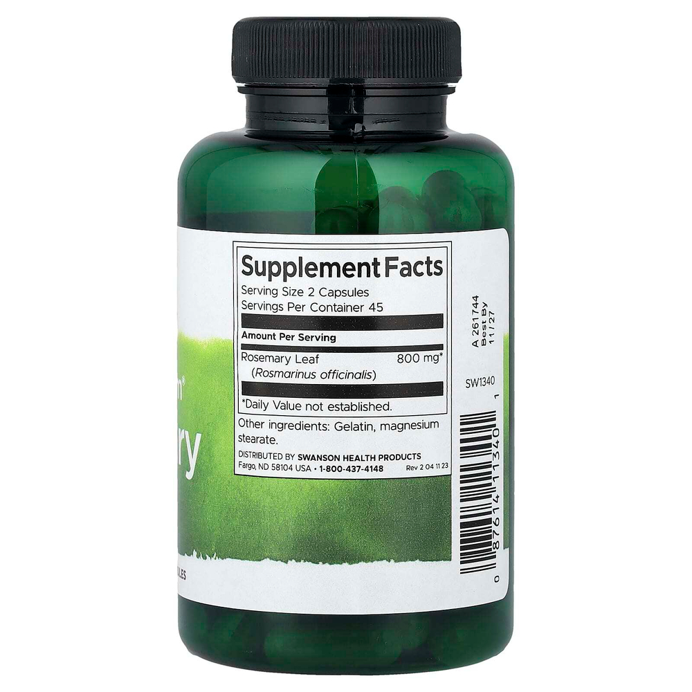 Swanson, Full Spectrum®, розмарин, 400 мг, 90 капсул