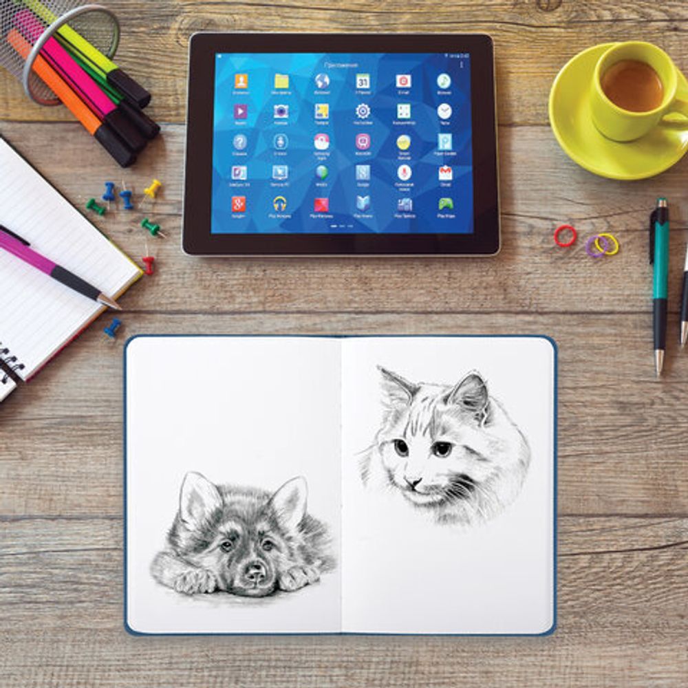 Скетчбук, белая бумага 160 г/м2, 145х203 мм, 80 л., твердая обложка, BRAUBERG ART CLASSIC "Ночь", 114593