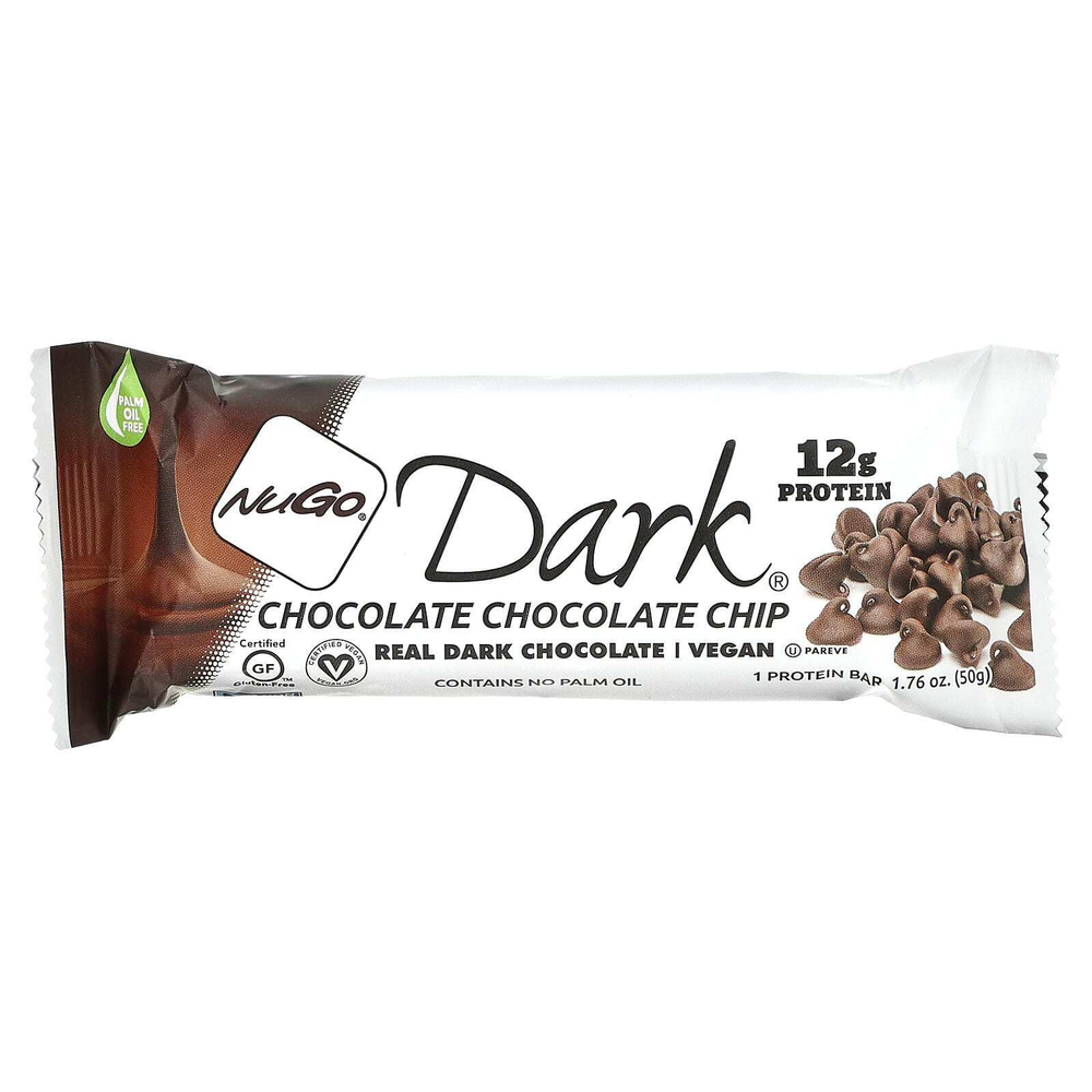 NuGo Nutrition, NuGo Dark®, протеиновые батончики, шоколадная крошка, 12 батончиков, 50 г (1,76 унции)