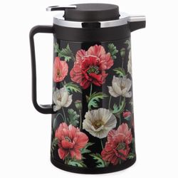 ТЕРМОС СО СТЕКЛЯННОЙ КОЛБОЙ, 950 МЛ, КРЫШКА С КЛАПАНОМ, СЕРИЯ "МАКИ"