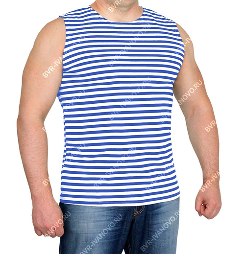 Майка-тельняшка Голубая полоса (кулирка, ш/пл)