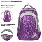 Рюкзак BRAUBERG для старшеклассников/студентов/молодежи, "Цветочный узор", 25 литров, 30х18х49 см, 225288