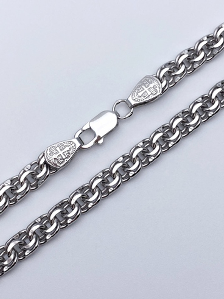 Цепь из серебра/Бисмарк/Родий/С алмазной огранкой