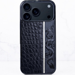 Чехол iPhone из кожи miniCROC с рельефом дракона из обсидиана — Euphoria HM