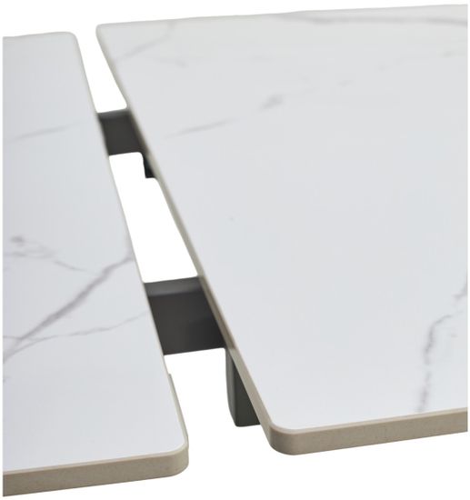 Стол ESTEBIO 160 GLOSS STATUARIO WHITE SOLID CERAMIC / Серый металлик