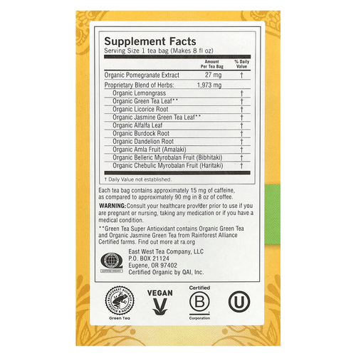 Yogi Tea, суперантиоксидант, зеленый чай, 16 чайных пакетиков, 32 г (1,12 унции)