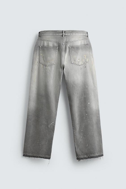 ZARA ДЖИНСЫ СВОБОДНОГО КРОЯ С БРЫЗГАМИ, СЕРЫЙ