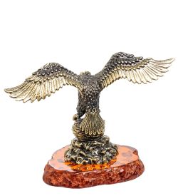 Народные промыслы AM-1472 Фигурка «Орел на гнезде» (латунь, янтарь)