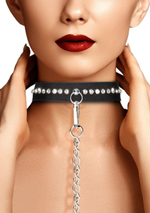 Черный ошейник с поводком Diamond Studded Collar With Leash (Цвет: черный)