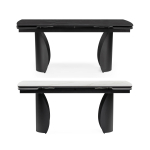 Керамический стол Woodville Готланд 160(220)х90х79 белый мрамор, черный, ножки черные