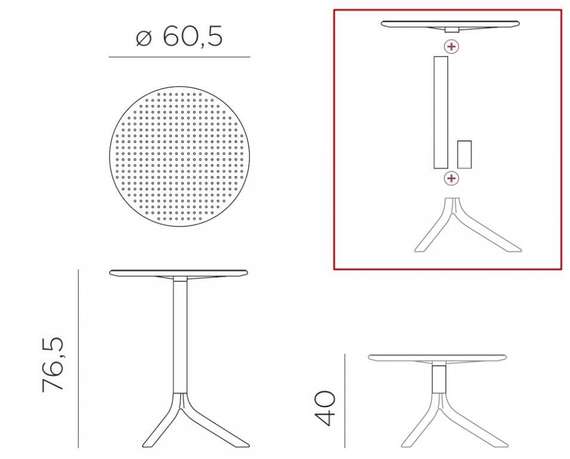 Регулируемый пластиковый стол Step Ø60 см, антрацит