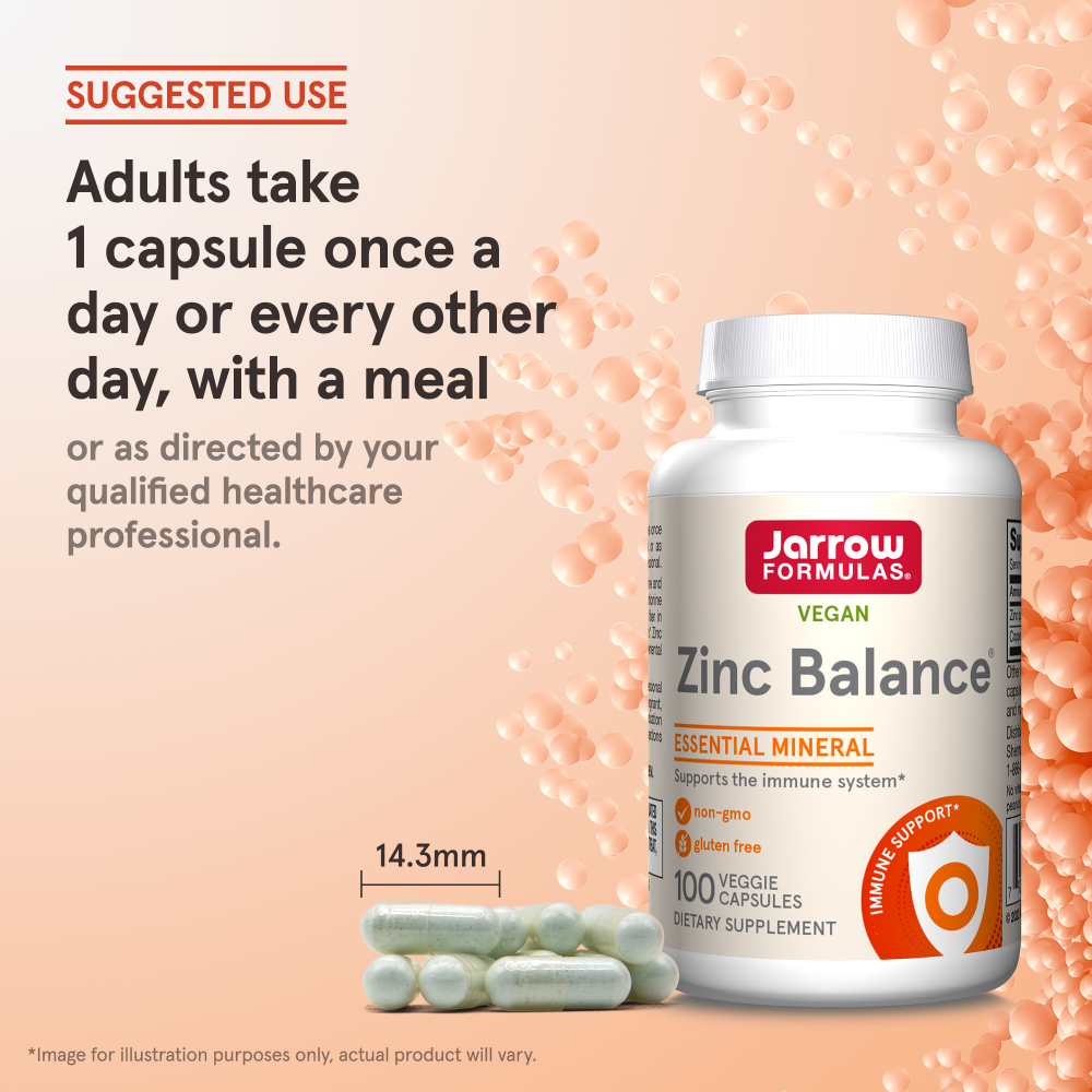 Jarrow Formulas, Zinc Balance, цинк, веганская добавка, 100 растительных капсул