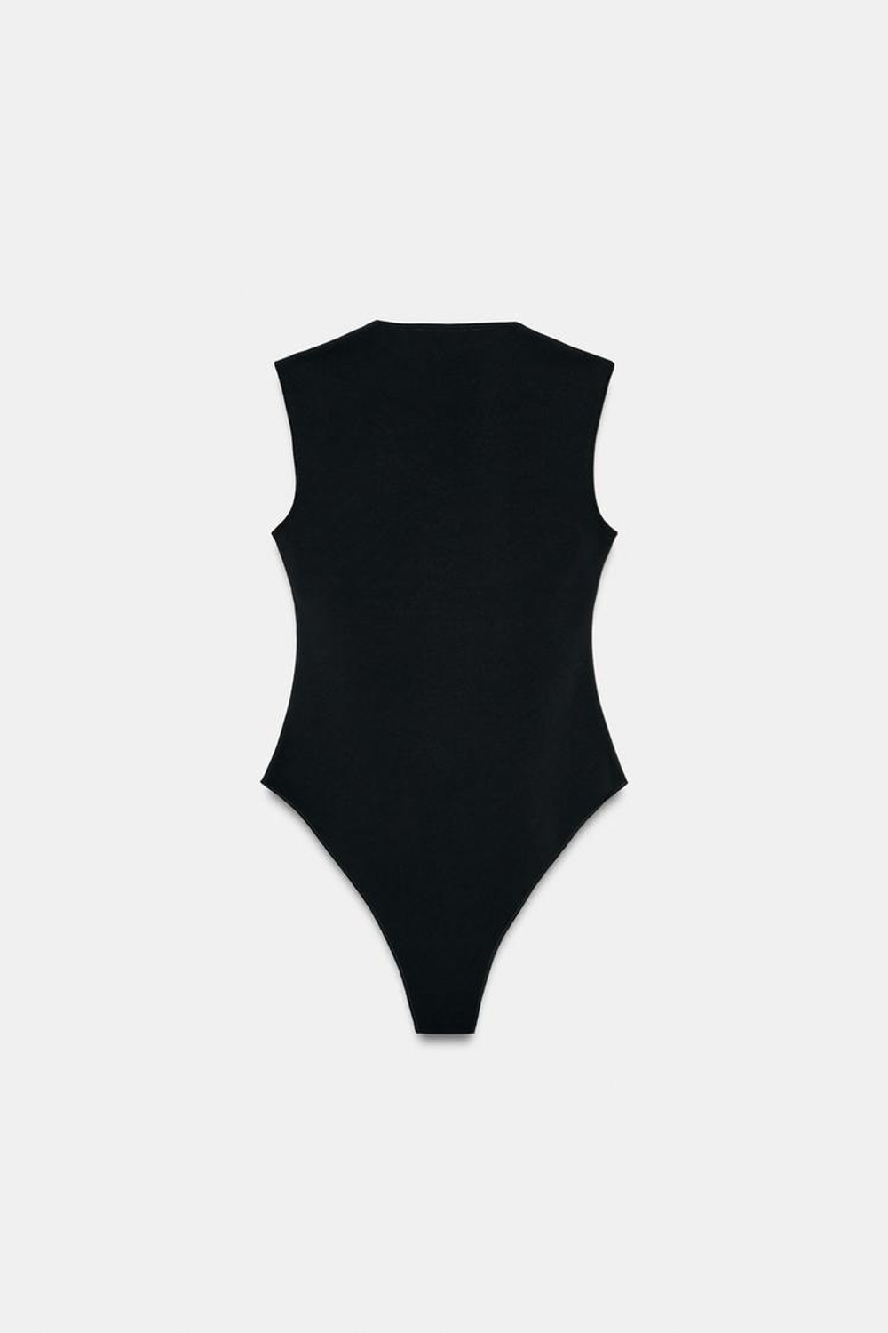 ZARA ЭЛАСТИЧНОЕ БОДИ С ВЫРЕЗОМ СЕРДЕЧКОМ, ЧЕРНЫЙ