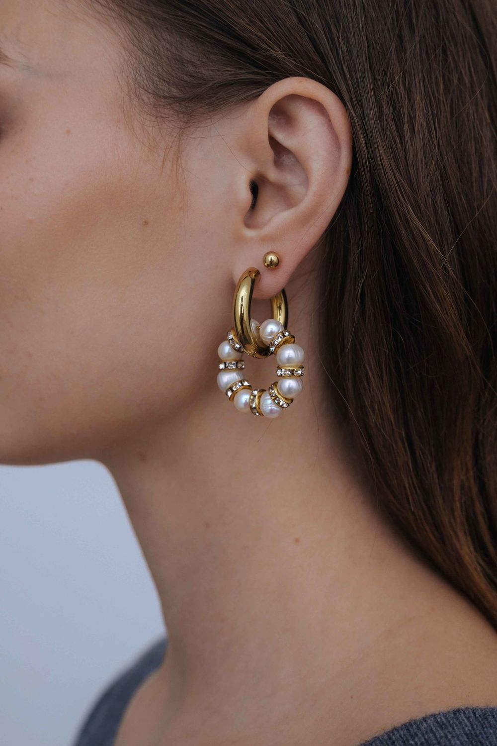 Подвеска Кольцо из жемчуга с инкрустированным разделителем