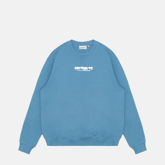 Толстовка мужская Carhartt WIP Ink Bleed Sweatshirt  артикул:I032866_vancouver_blue_white - купить в магазине Дайс