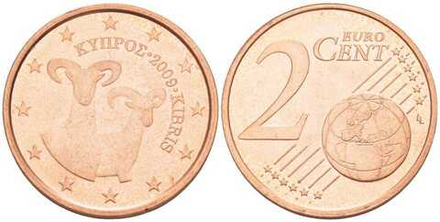 Кипр 2 евроцента, 2008-2024 Муфлон XF