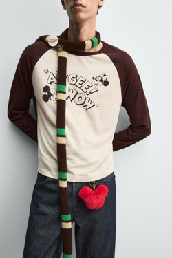 ZARA HARRY LAMBERT X DISNEY ФУТБОЛКА С ПРИНТОМ, КОРИЧНЕВЫЙ