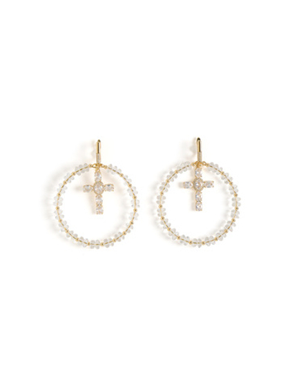 Серьги "White night" из горного хрусталя Gold