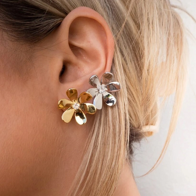 Серьги Акцентные Ромашки – Серебро