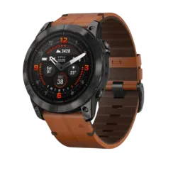 Garmin epix Pro (Gen 2) Sapphire Edition 51 мм, титановый угольно-серый, DLC, коричневый кожаный ремешок