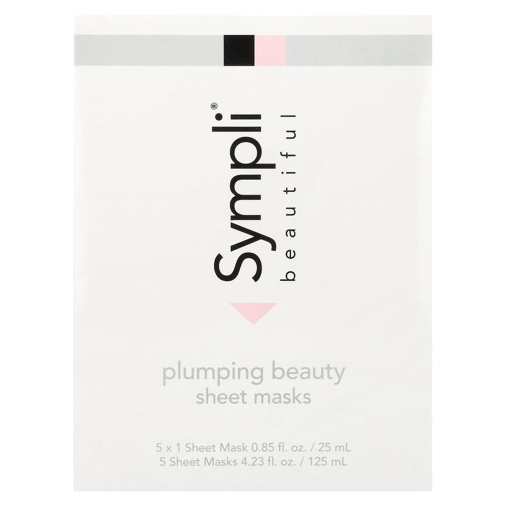 Sympli Beautiful, тканевая маска для повышения упругости кожи, 5 шт., 25 мл (0,85 жидк. унции) каждая