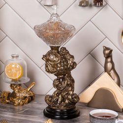 Сахарница стеклянная с крышкой Рыбка Заветное желание Золото