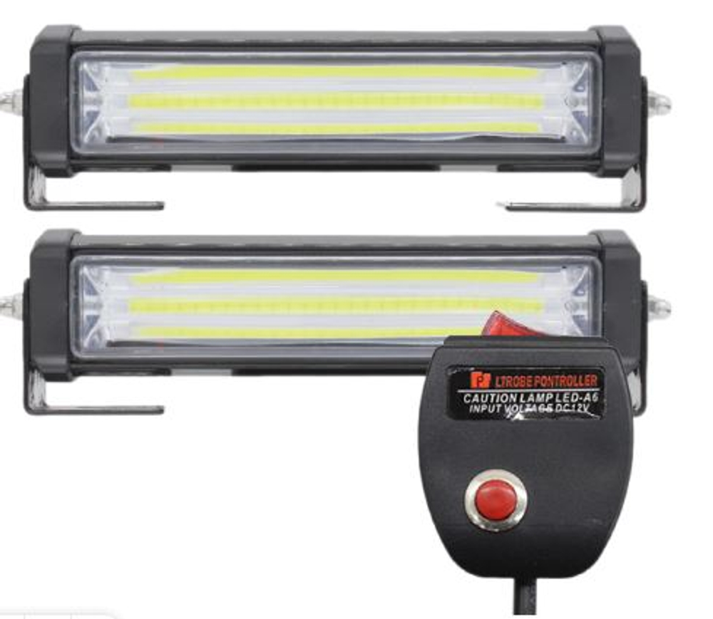 Мигалка-планка-стробоскоп Белый 12-24V 2COB 10реж+блок упр (160*40*40) (STROB-601-COB-WW) кт