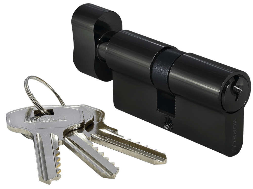 Ключевой цилиндр MORELLI с поворотной ручкой (70 мм) 70CK BL Цвет - Черный