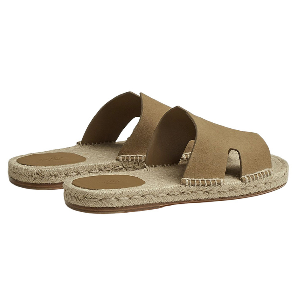Hermes Antigua goatskin open-toed one-word fashion sandals men's light brown, H211871Z HBK