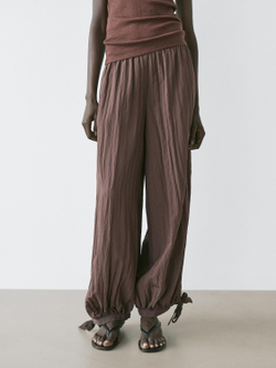 Massimo Dutti Свободные брюки-саруэль, коричневый