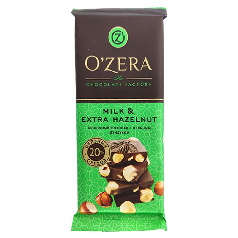 Шоколад O'ZERA milk & extra hazelnut 90 гр. 16 шт/кор