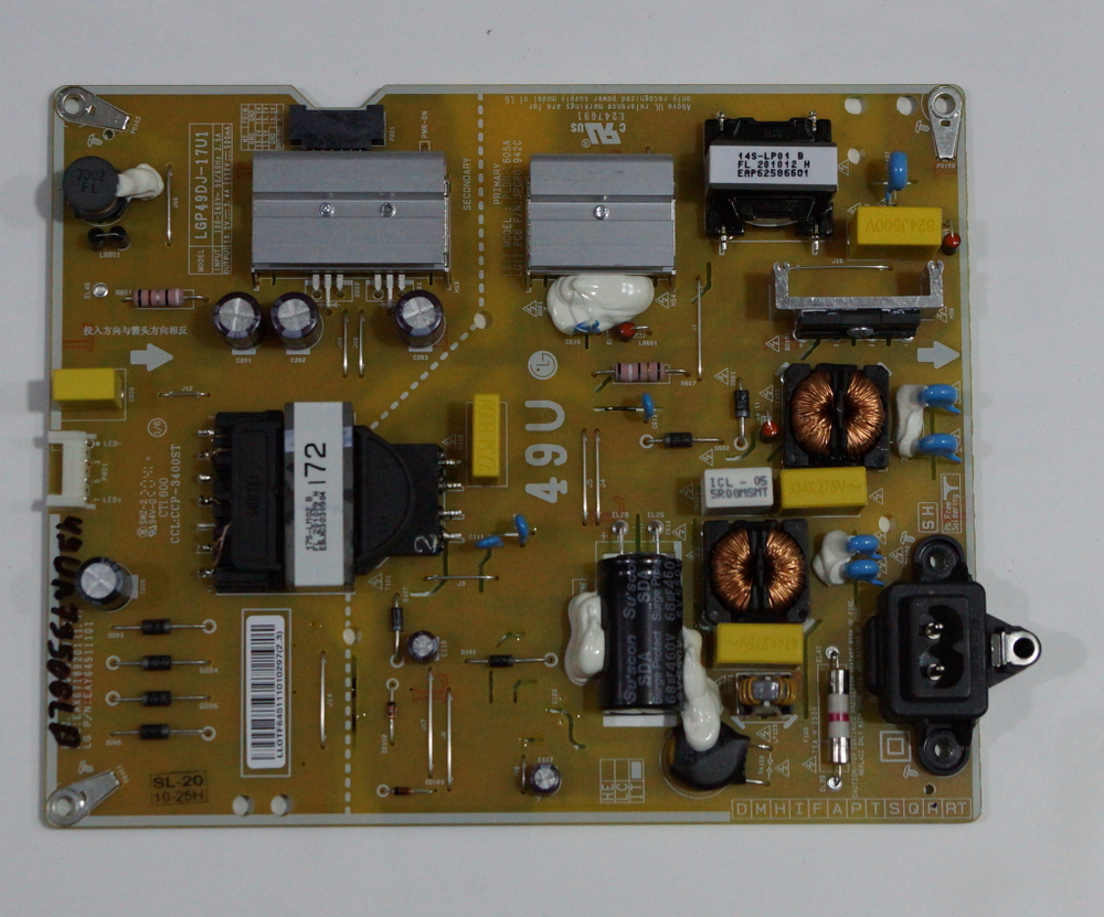 EAX67189201 (1.7) EAY64511101 LGP49GJ-17U1 блок питания телевизора LG 49UN73506LB